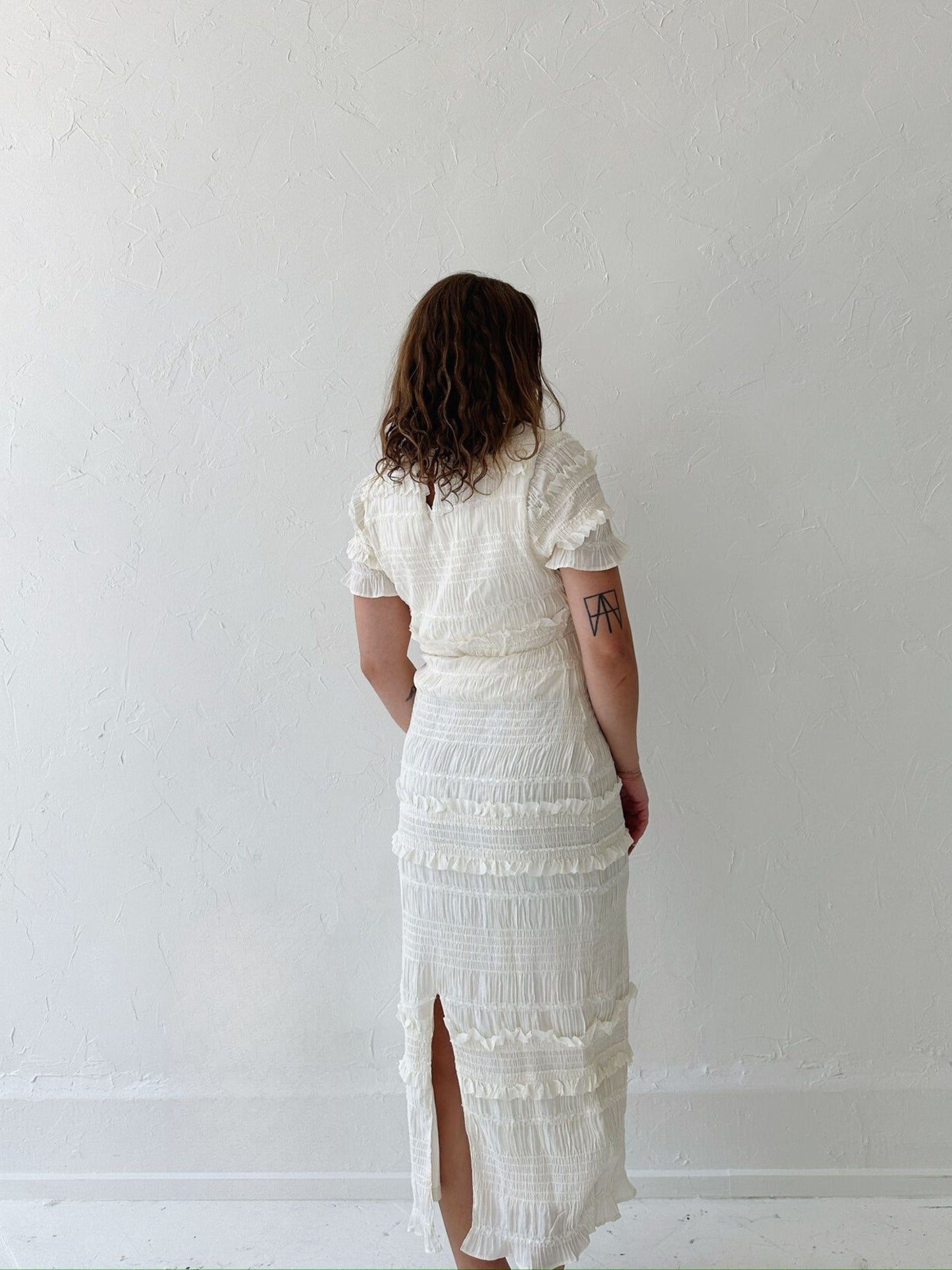 Ruffle Smocked Midi Dress