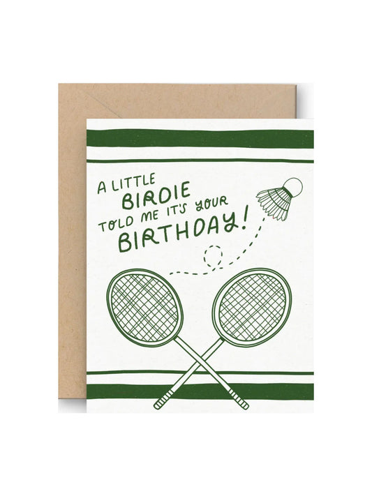 Badminton Letterpress Birthday Card