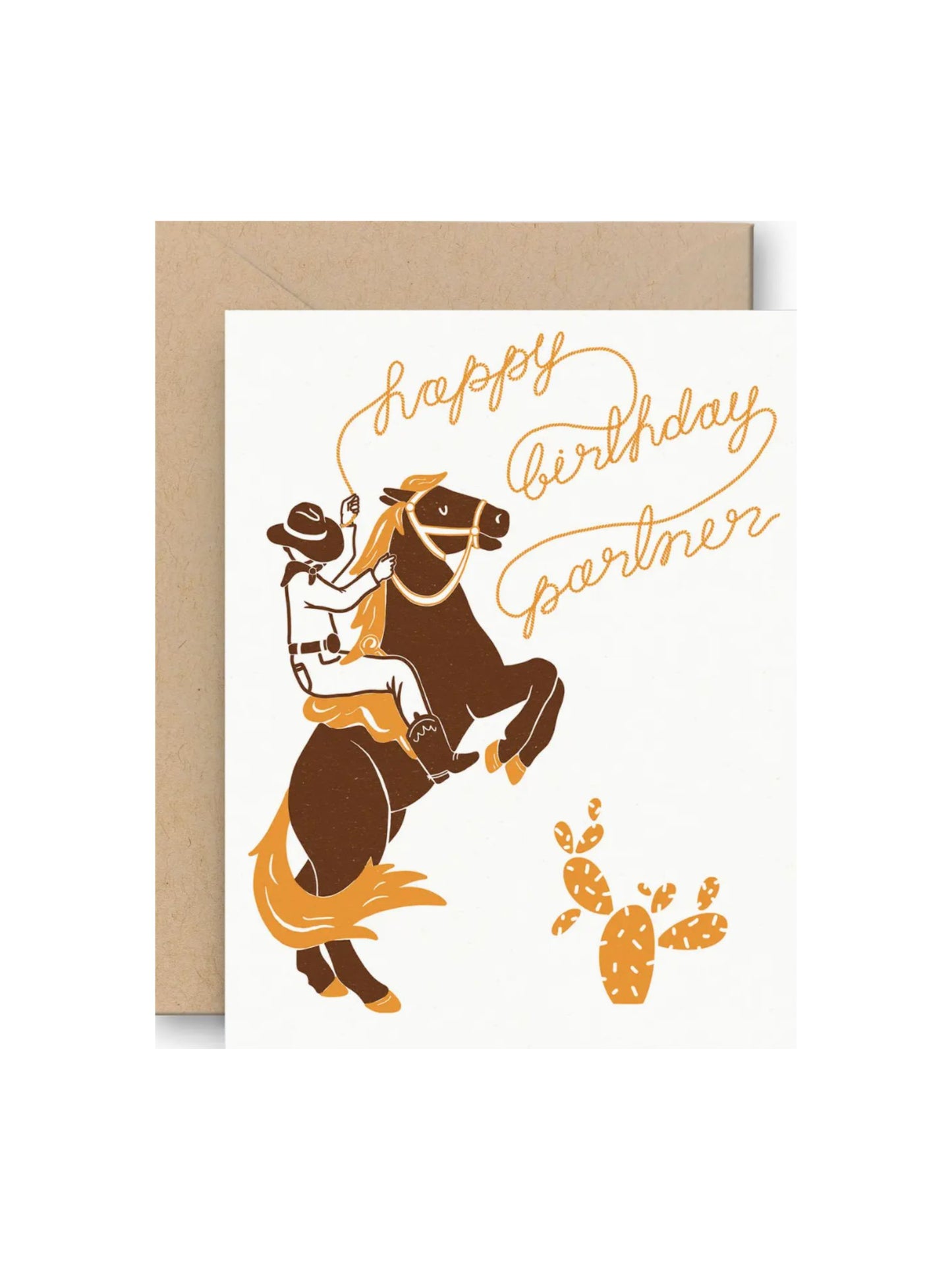Happy Birthday Partner Cowboy Letterpress Card