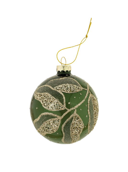 Glitter Forest Glass Ornament - Green
