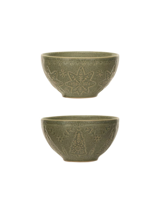 10 oz. Debossed Stoneware Bowl, 2 Styles
