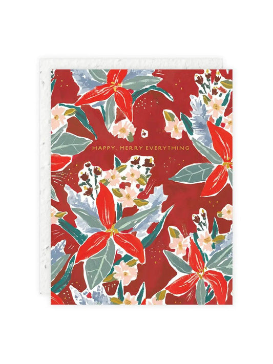 Red Poinsettia Holiday Card