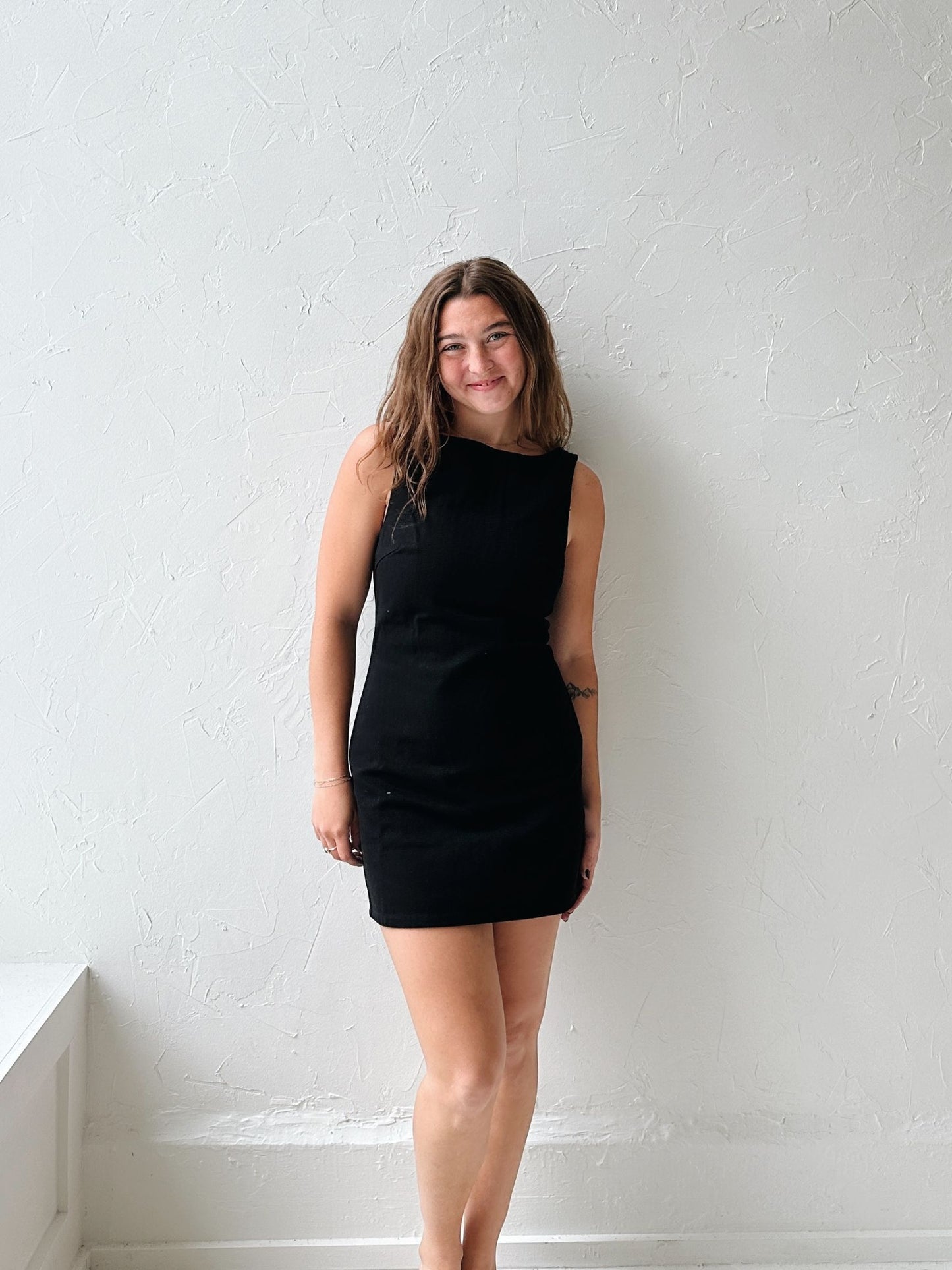Boat Neck Denim Dress