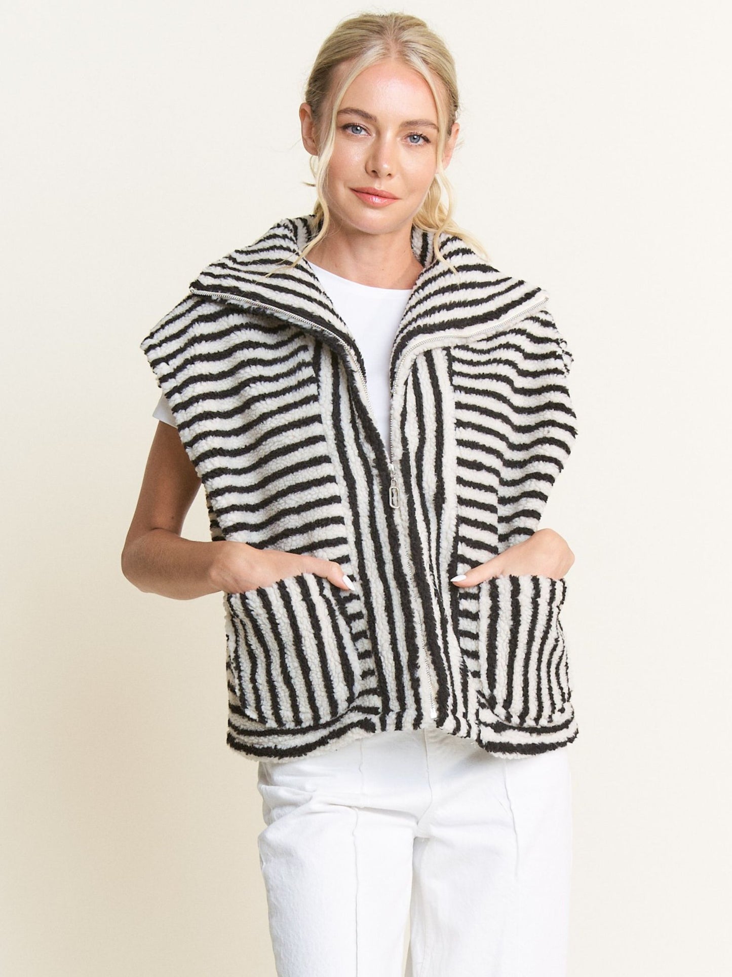 Kris Stripe Zip-Up Vest