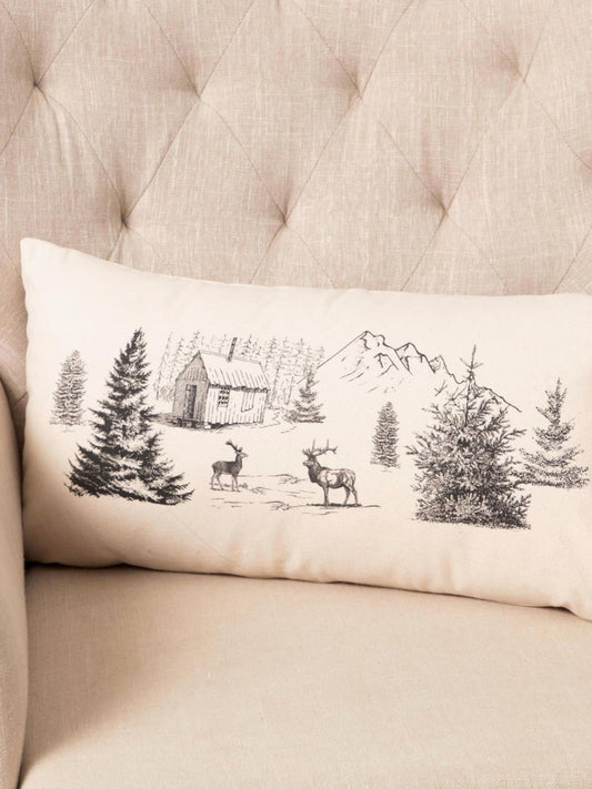 Cabin in Forest - Lumbar Pillow