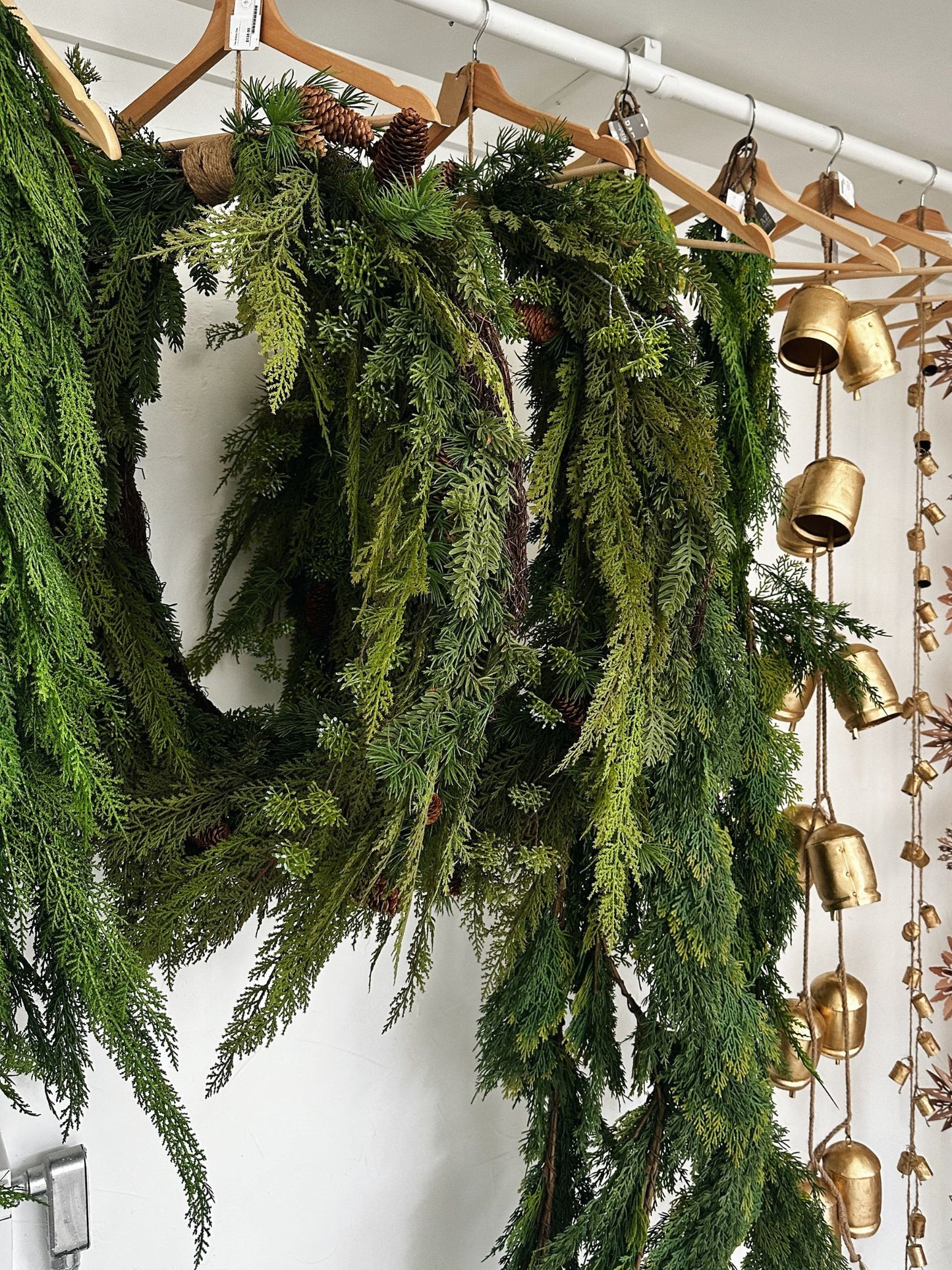 Faux Pine Wreath with Pinecones and Jute Hanger (pick up only)