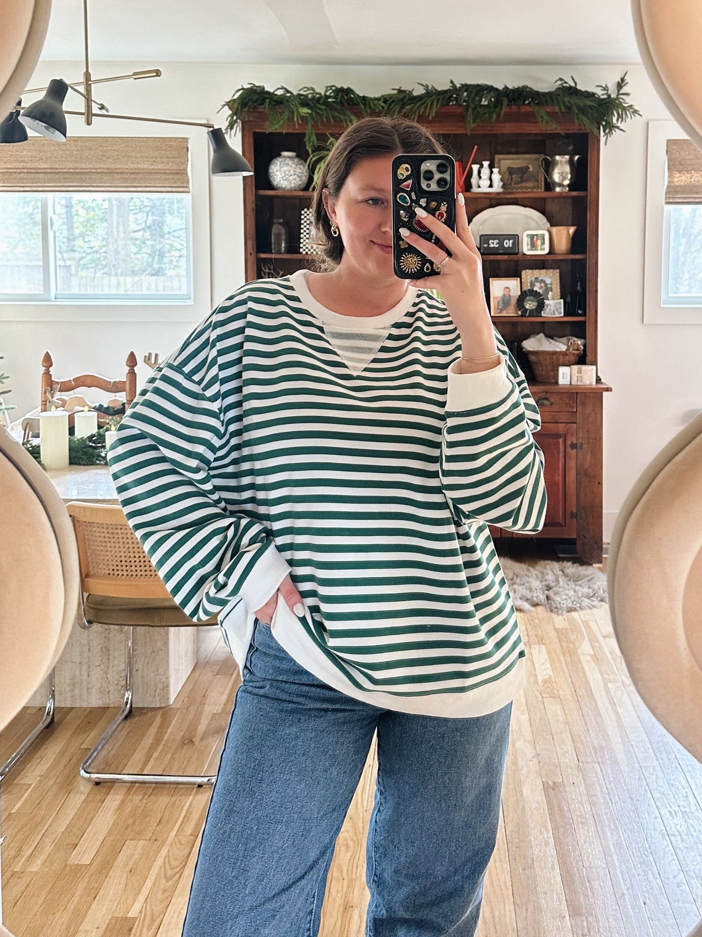 Green Stripe Pullover Top