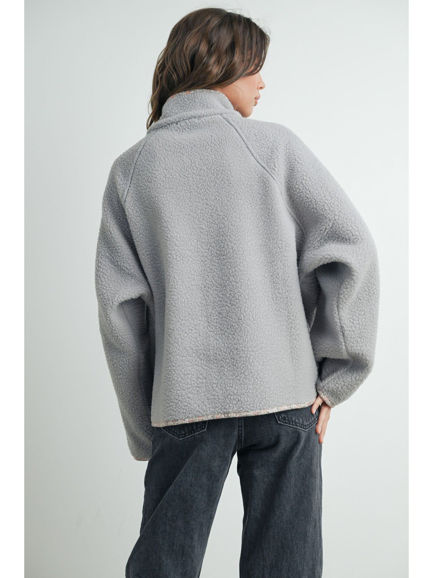 Gwyneth Mock Neck Sherpa Fleece Shacket