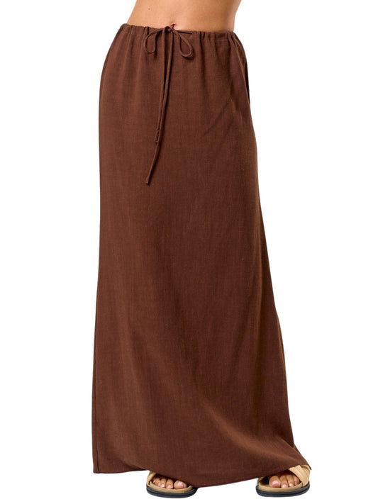Brown Linen Tie Skirt