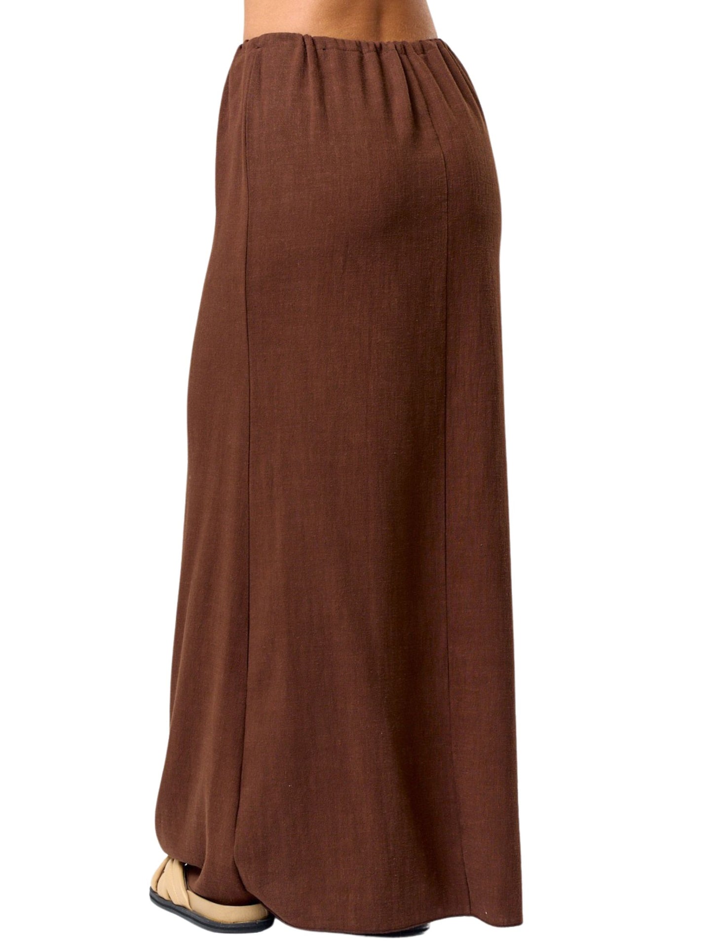 Brown Linen Tie Skirt