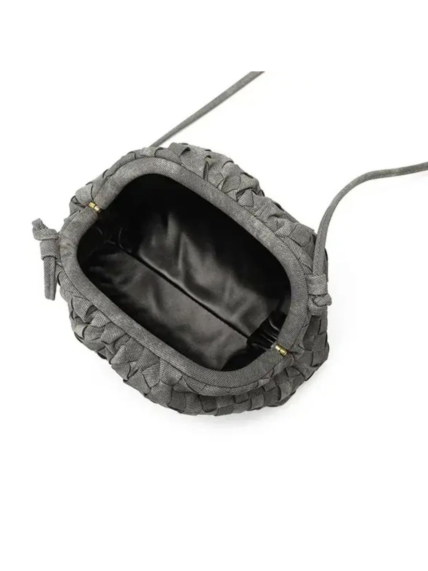 Small Denim Woven Clutch Bag