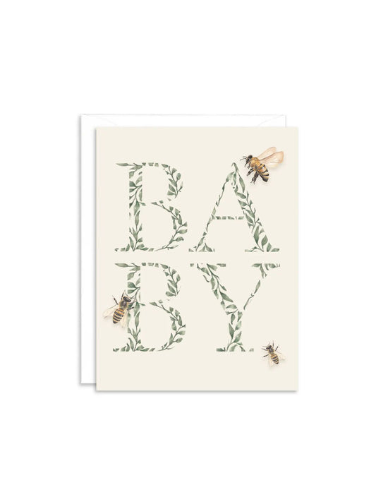 Baby Greenery and Bees Gender Neutral Greeting Card