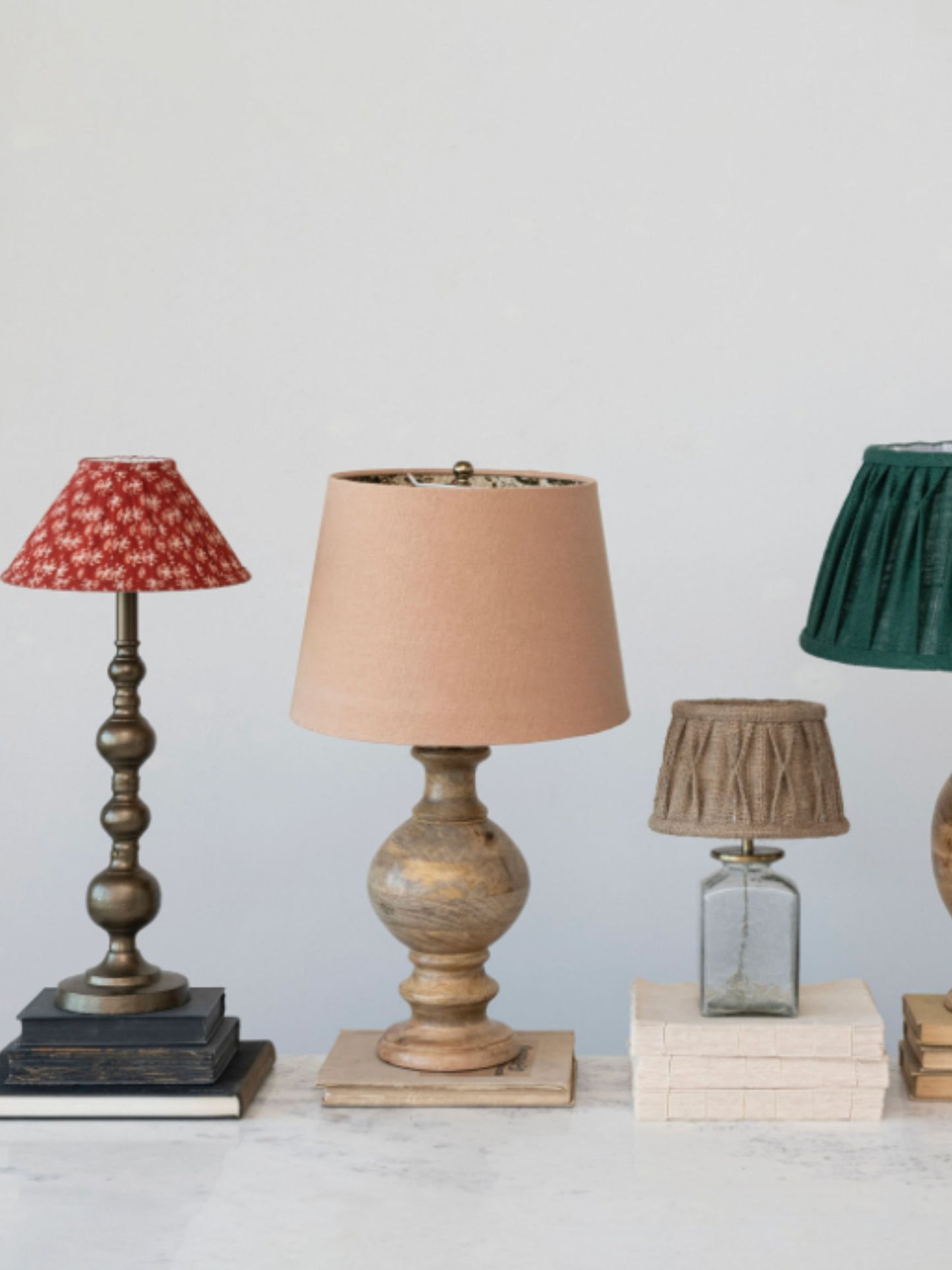 Glass & Metal Table Lamp w/ Pintucked Jute Shade & Inline Switch - Pick Up Only