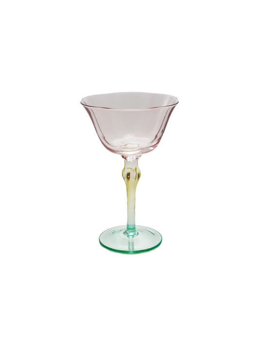 6 oz. Hand-Blown Stemmed Wine Glass, Pink, Yellow & Green