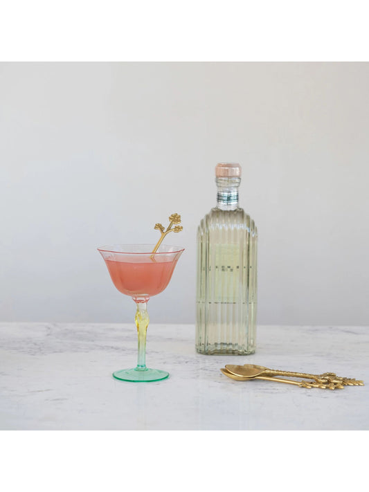 6 oz. Hand-Blown Stemmed Wine Glass, Pink, Yellow & Green