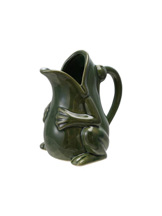 16 oz. Stoneware Frog Pitcher, Reactive Glaze