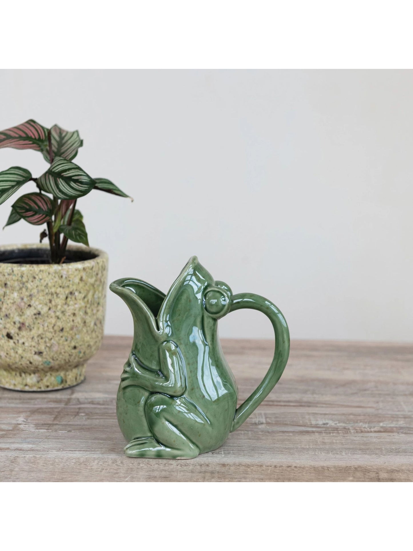 16 oz. Stoneware Frog Pitcher, Reactive Glaze