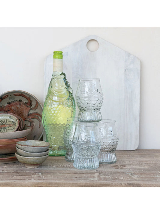12 oz. Pressed Glass Fish Shaped Drinking Glass
