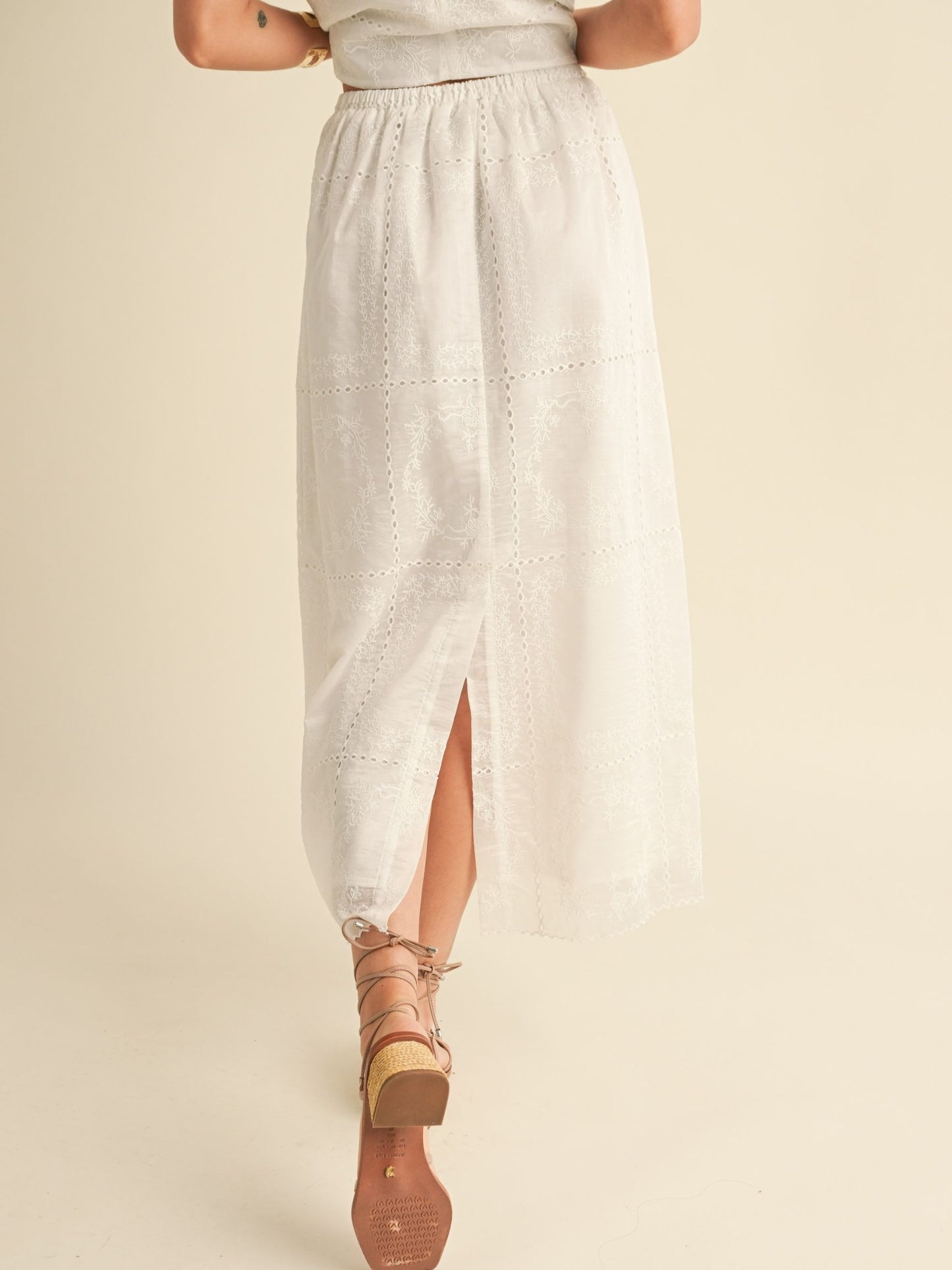 Harbor Eyelet Midi Skirt
