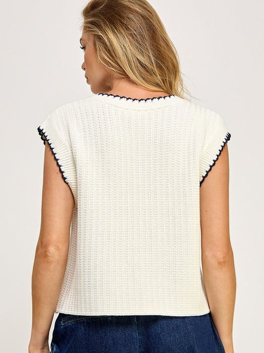 Navy Knit Cap Slevee Top