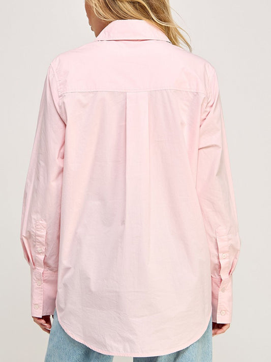 Pale Pink Poplin Oversized Shirt