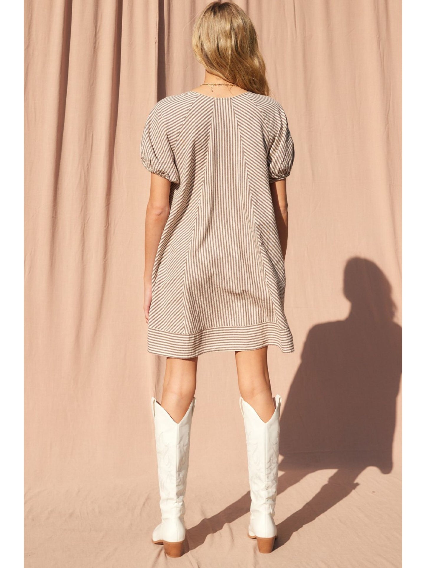 Austin Striped Puff Sleeve Dress