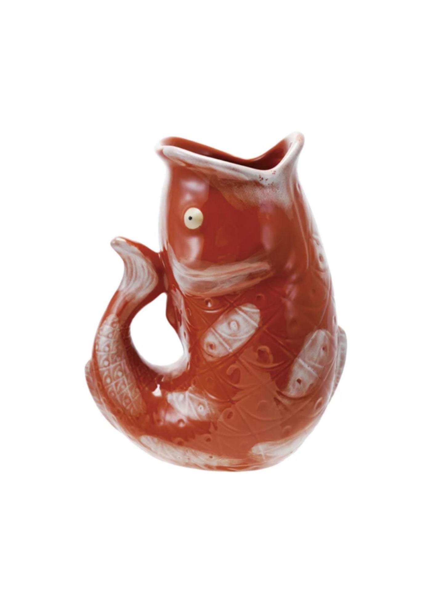 1-1/2 Quart Stoneware Fish Shaped Pitcher (Each Will Vary)