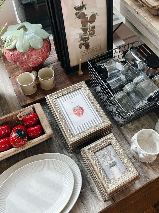 Strawberries on Stripes Framed Picture