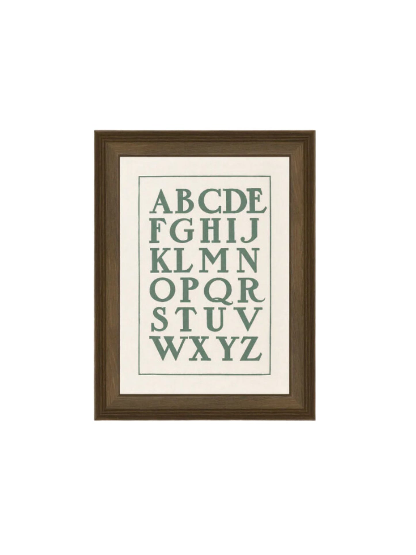 Vintage Alphabet w/ Green Font Framed Picture