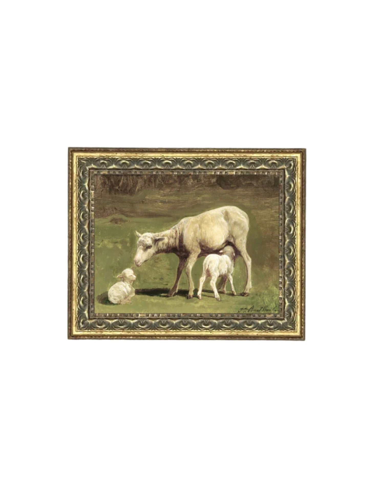 Ewe and Two Lambs Framed Picture