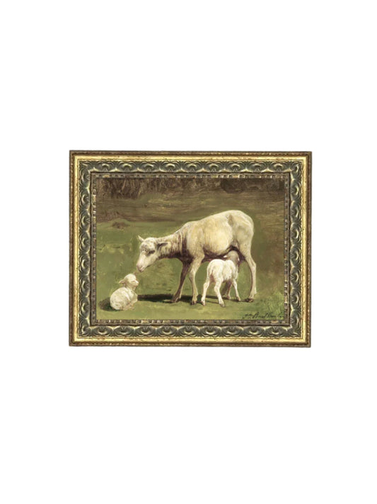 Ewe and Two Lambs Framed Picture