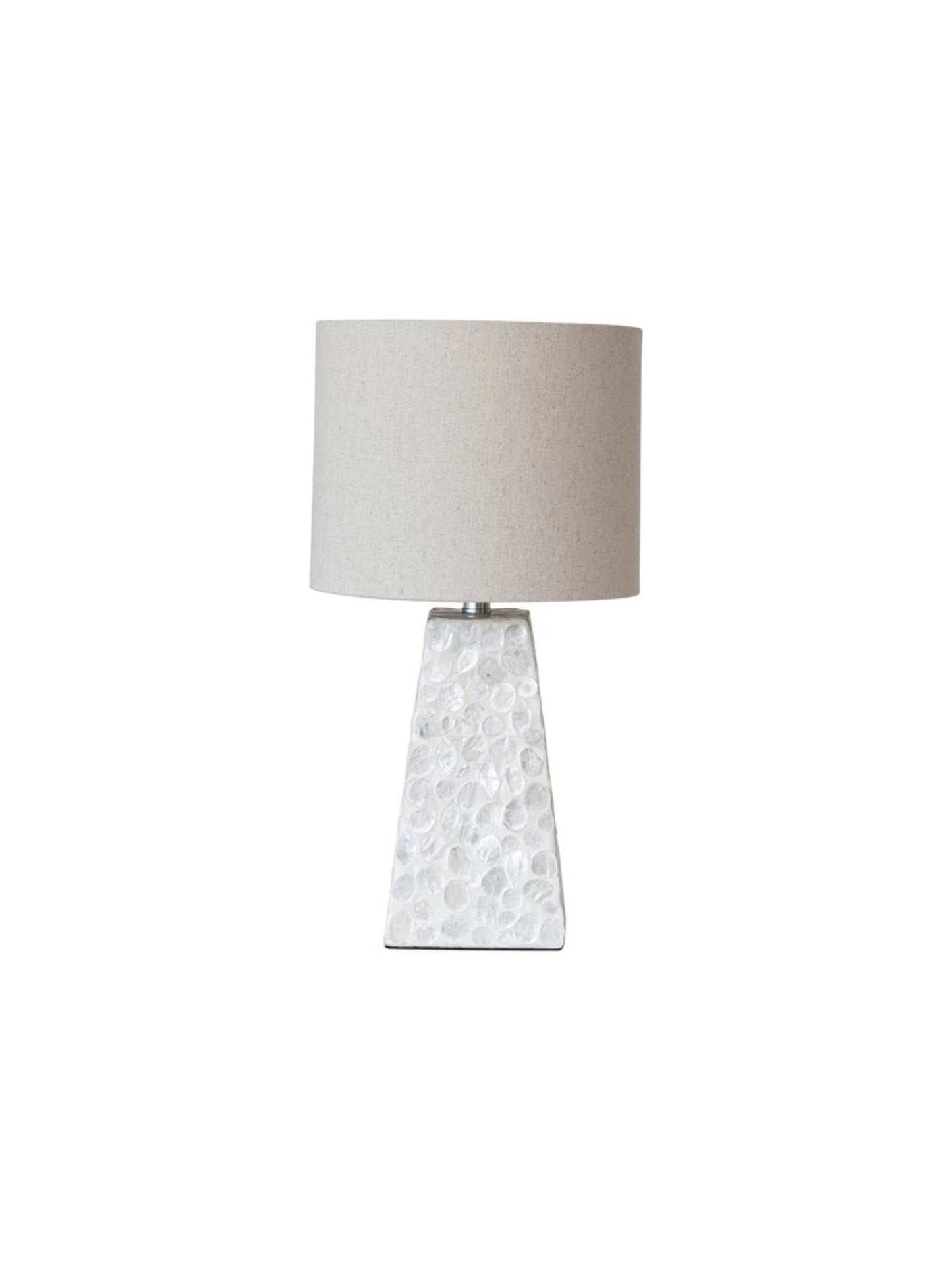 Capiz & MDF Table Lamp w/ Linen Shade (PICKUP ONLY)