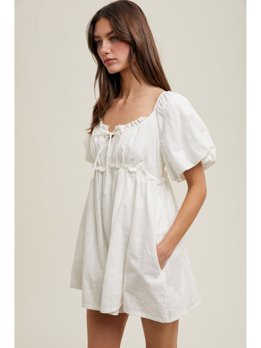 Textured Puff Sleeve Romper