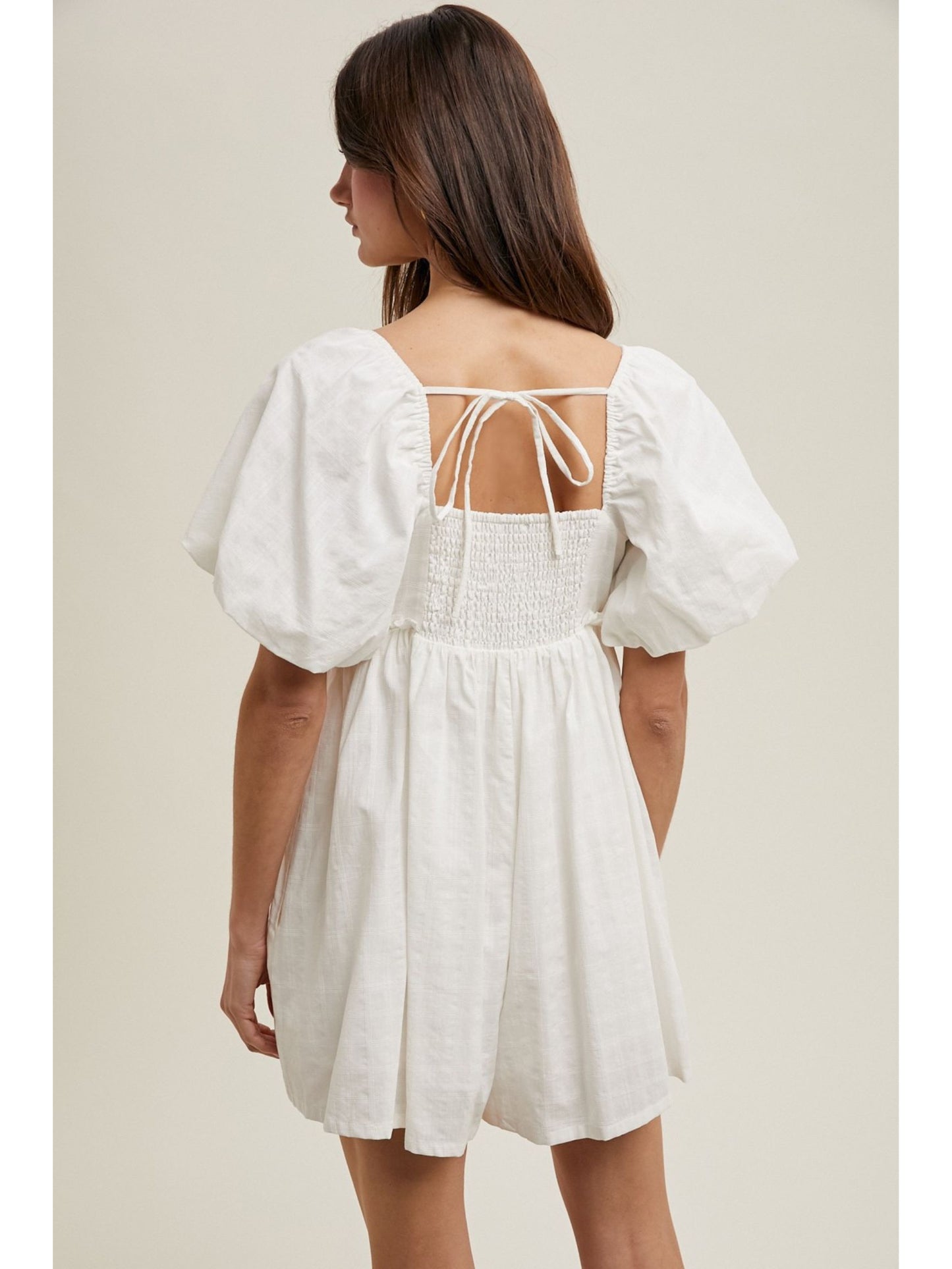 Textured Puff Sleeve Romper