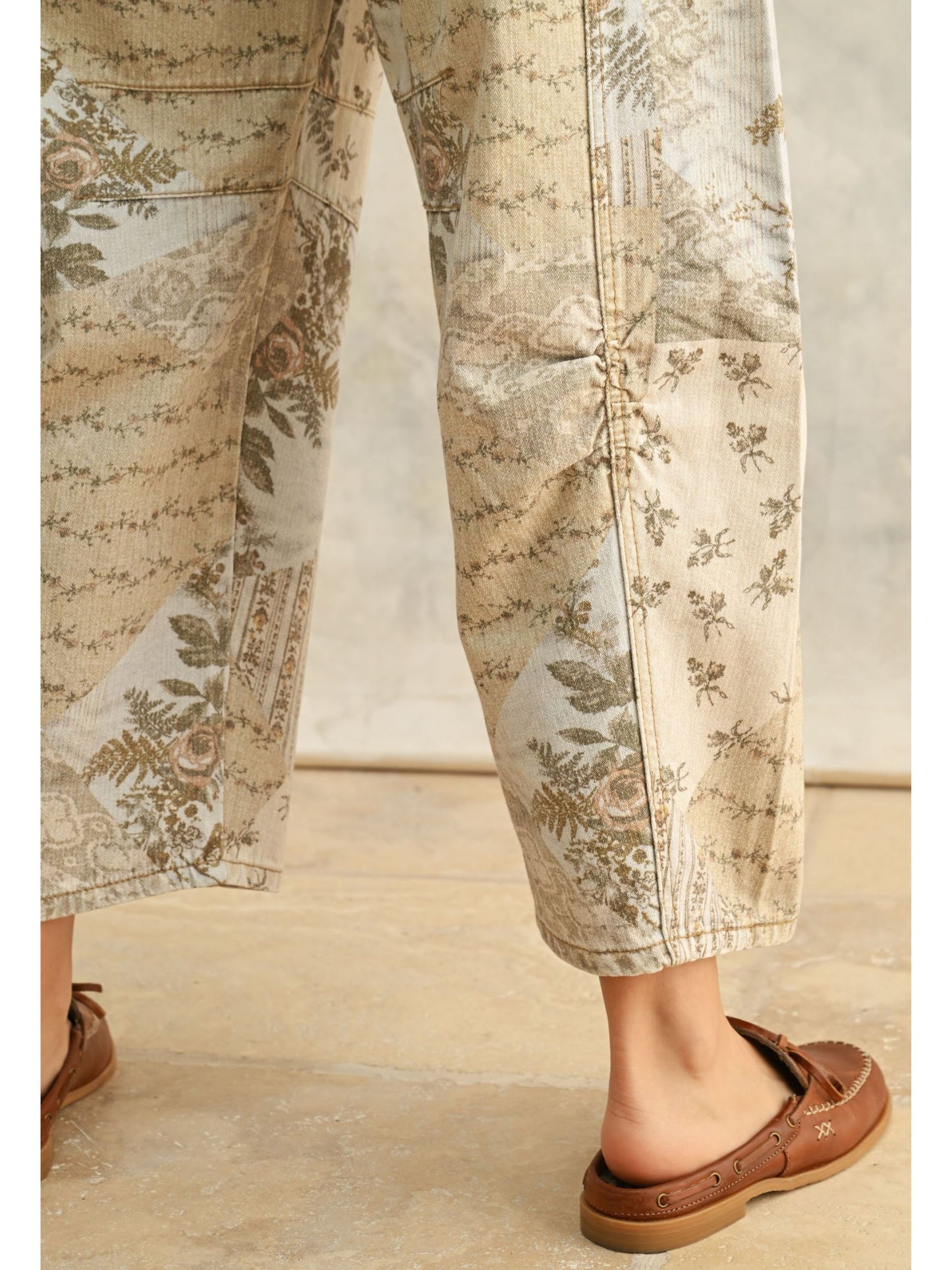 Multi Printed Barrel Jean