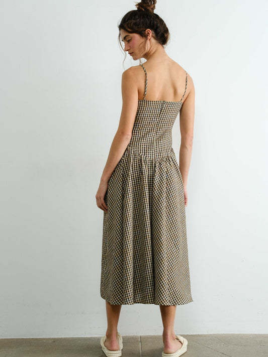 Sienna Gingham Smocked Midi Dress