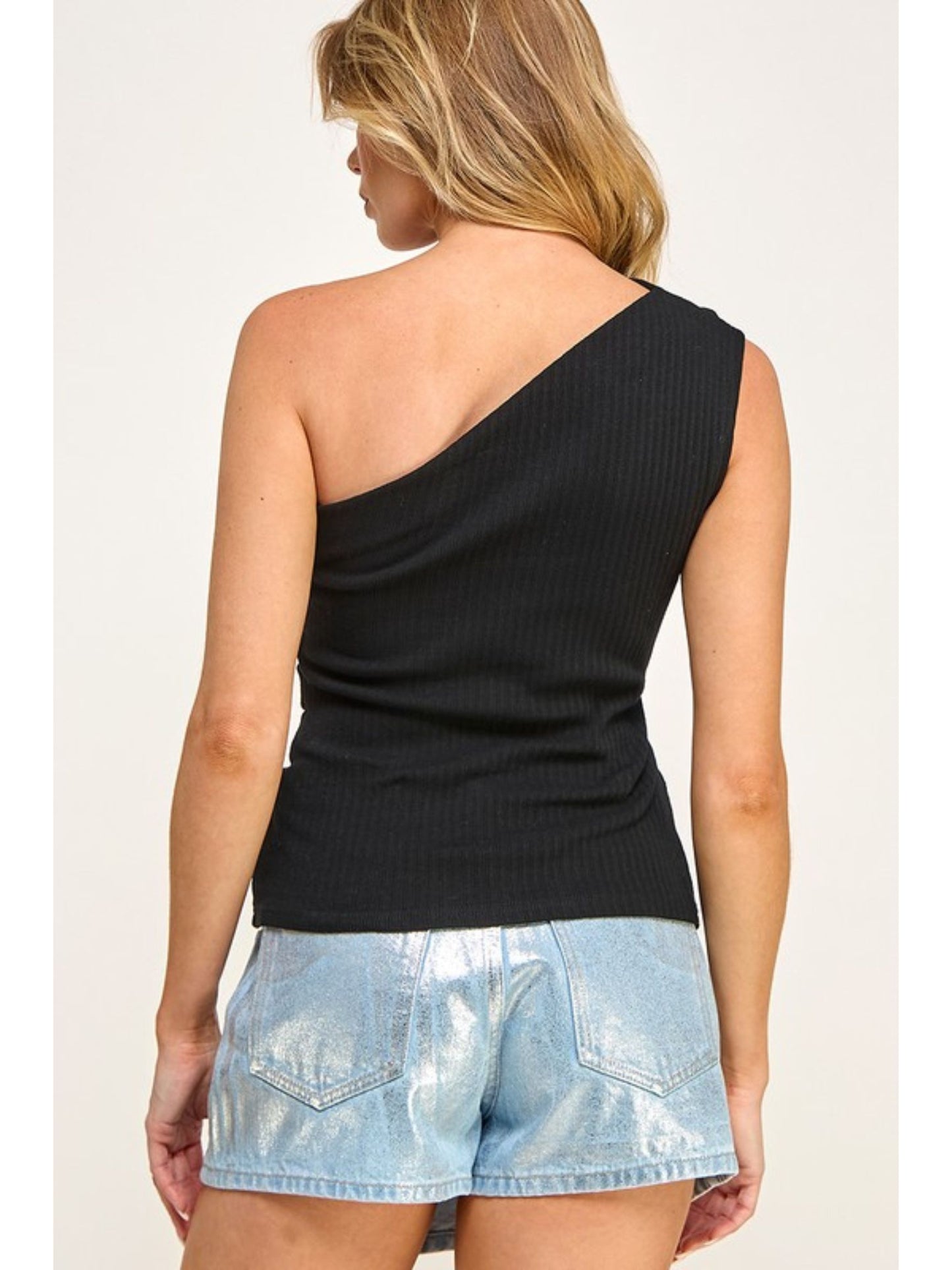 Julia Asymmetric Ribbed Top