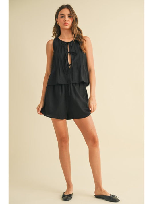 Arianna Pintucked Sleeveless Top
