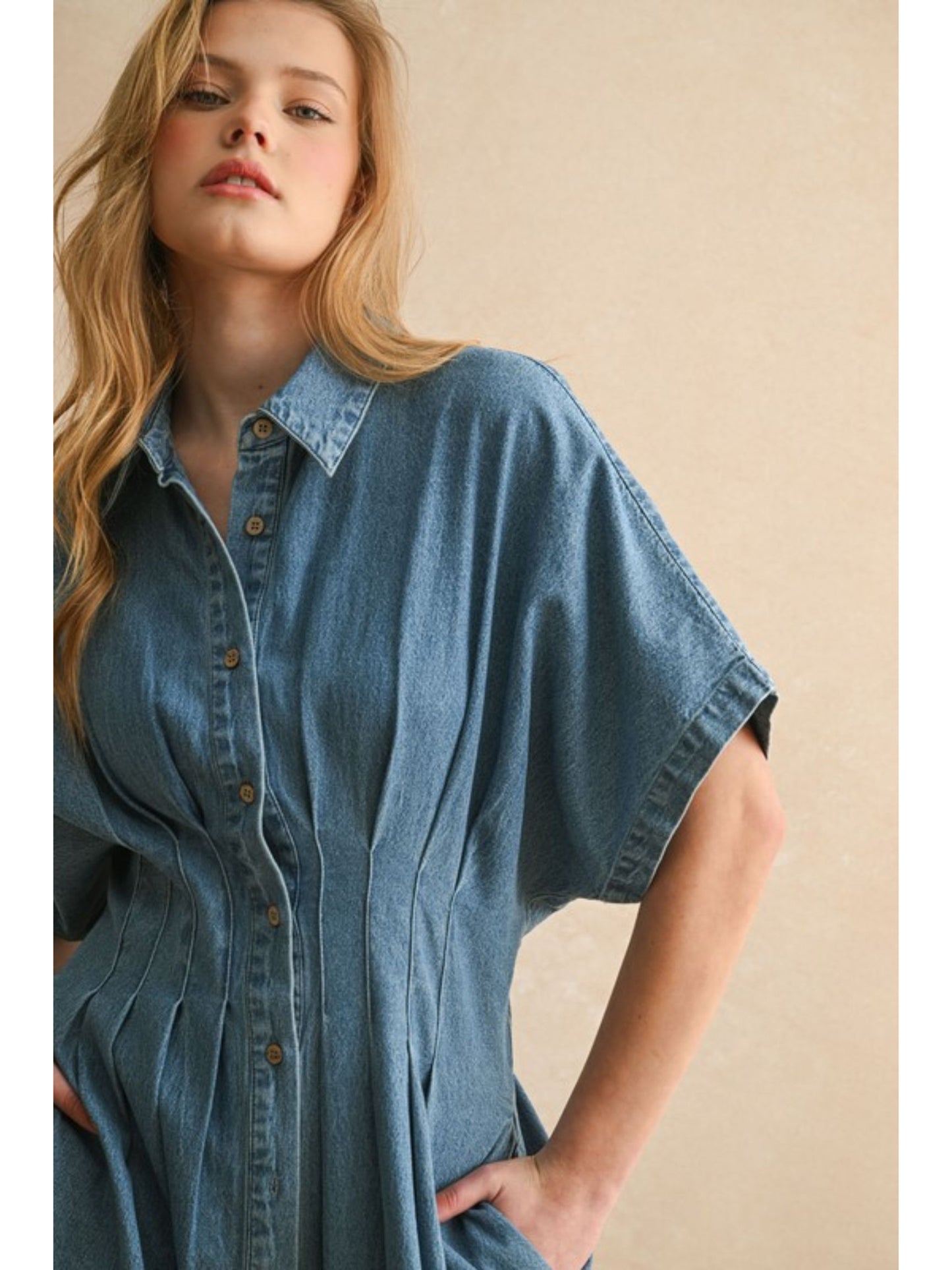 Chambray Denim Button Down Jumpsuit