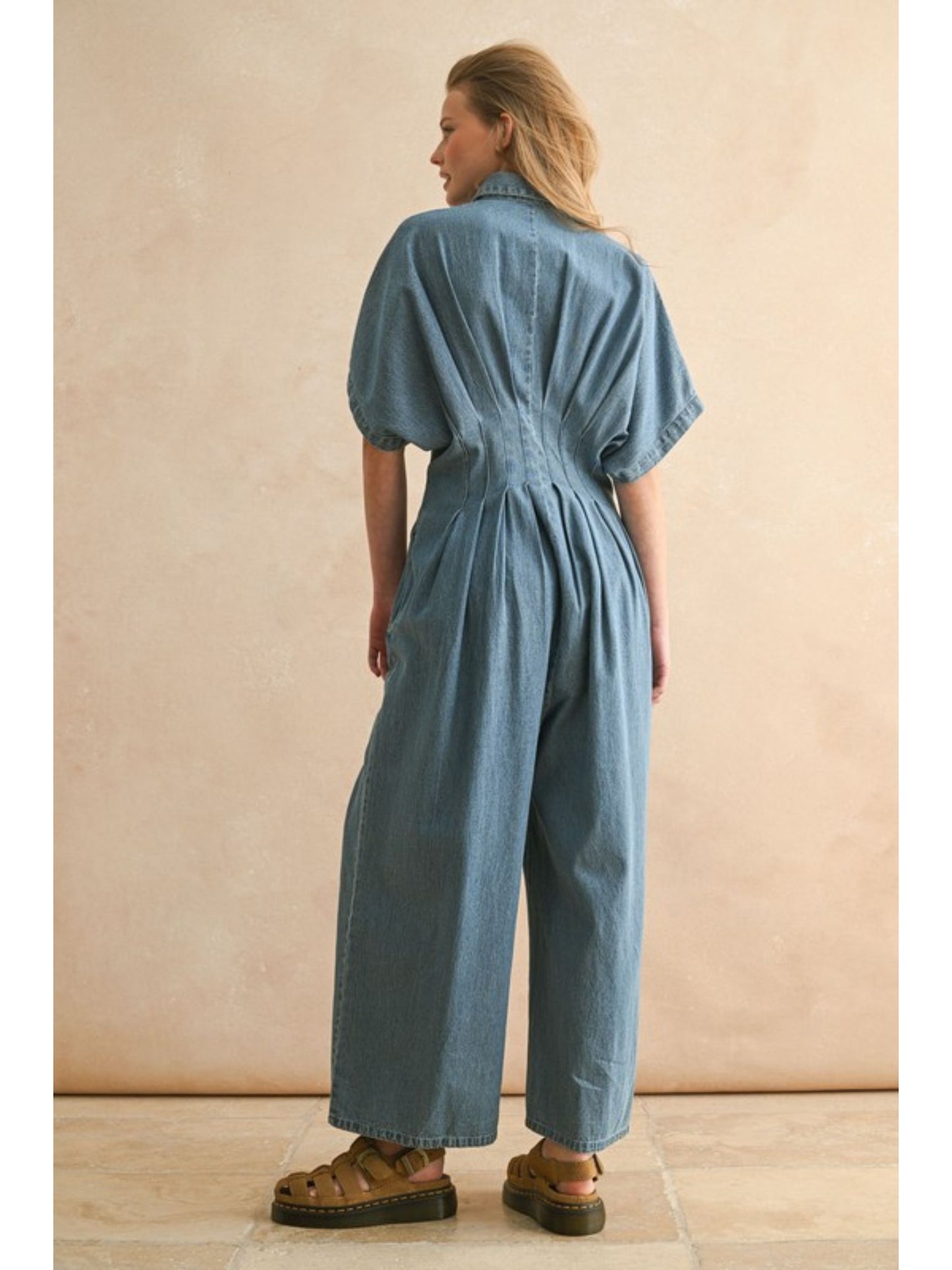 Chambray Denim Button Down Jumpsuit