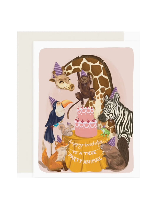 Animal Party Happy Birthday Card