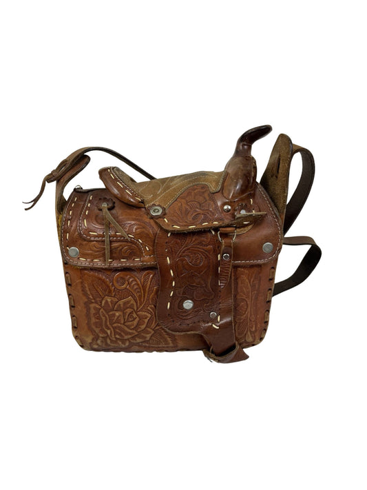 Vintage Leather Hand Tooled Saddle Bag