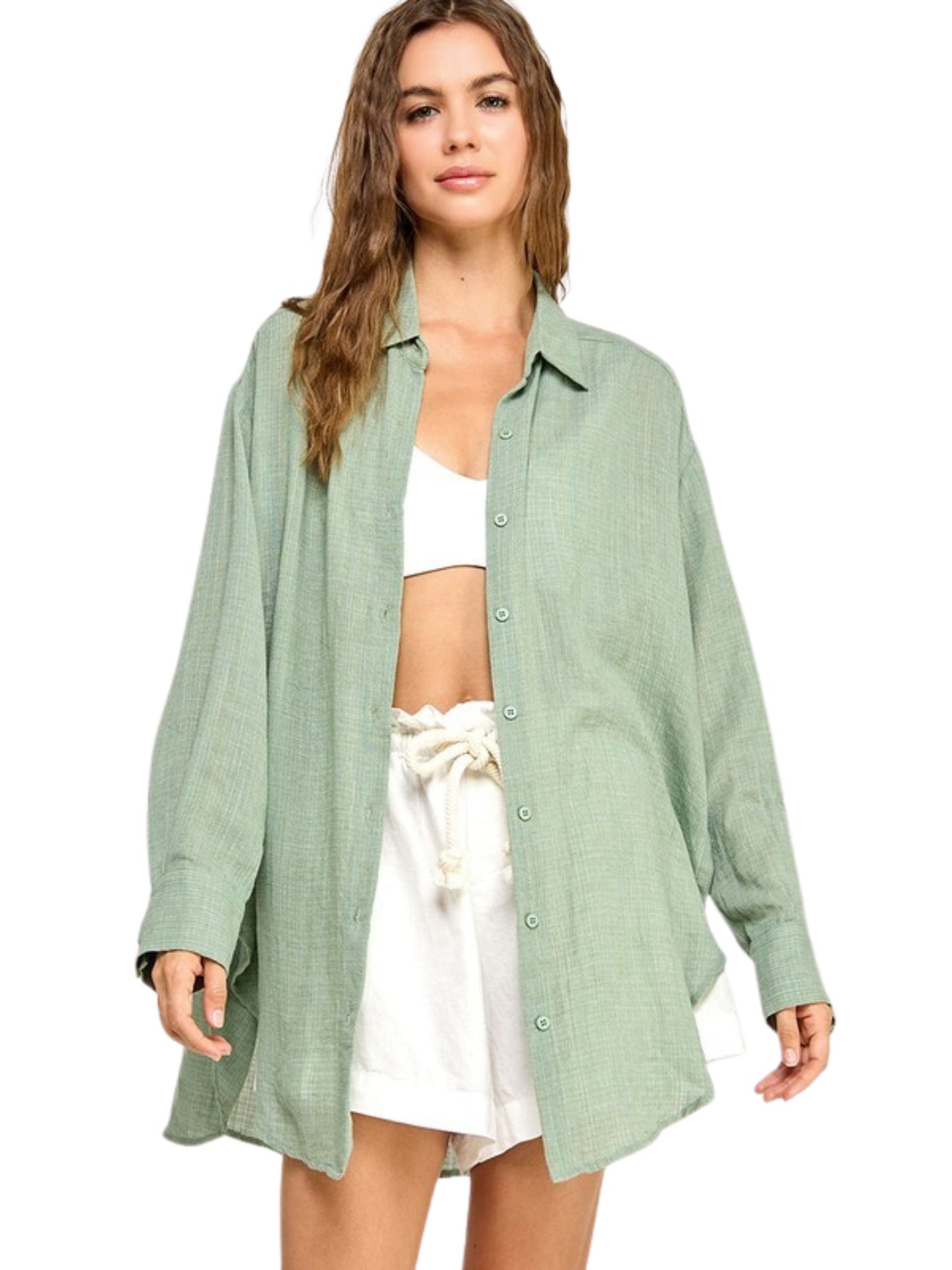 Malibu Gauze Top - Olive