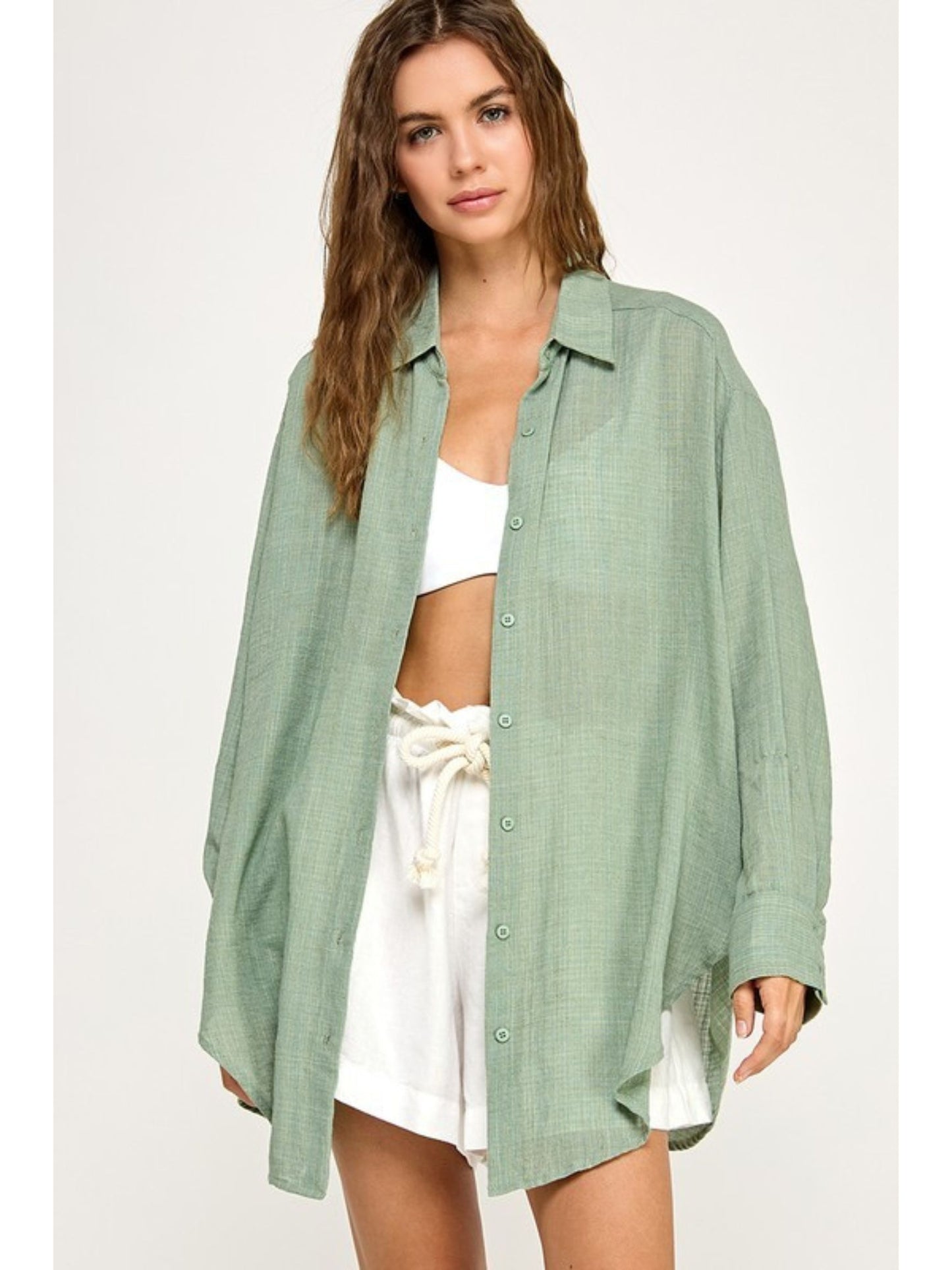 Malibu Gauze Top - Olive