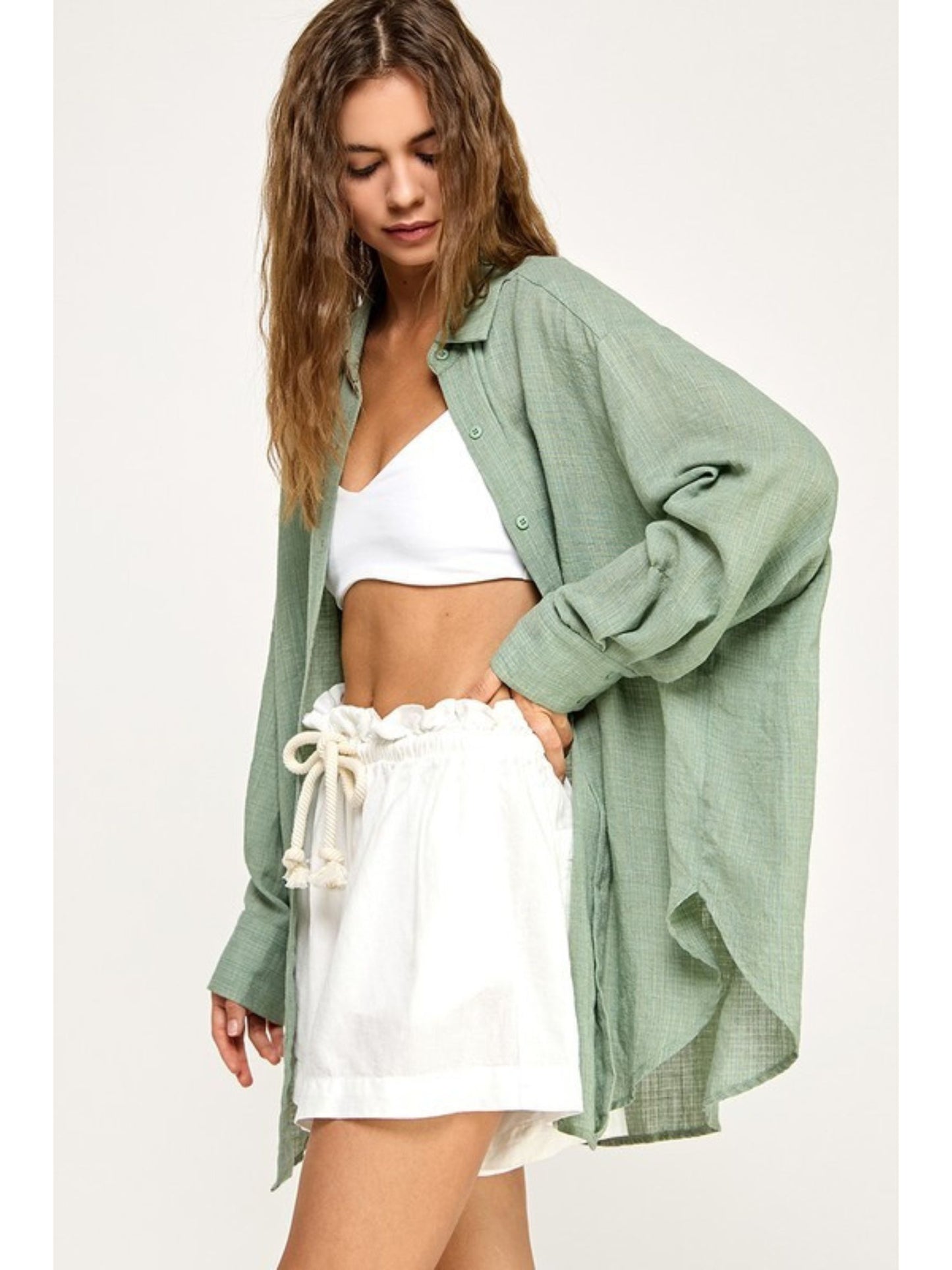 Malibu Gauze Top - Olive
