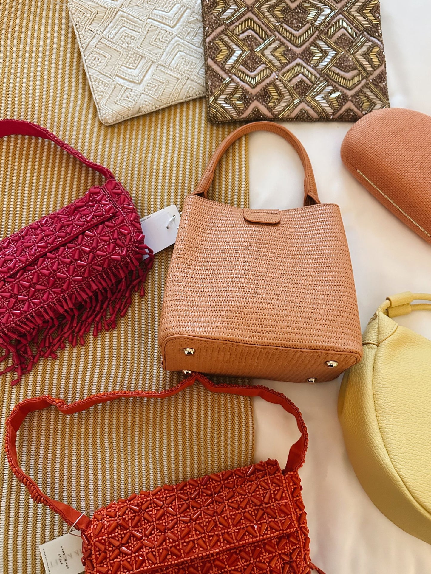 Orange Textured Handbag