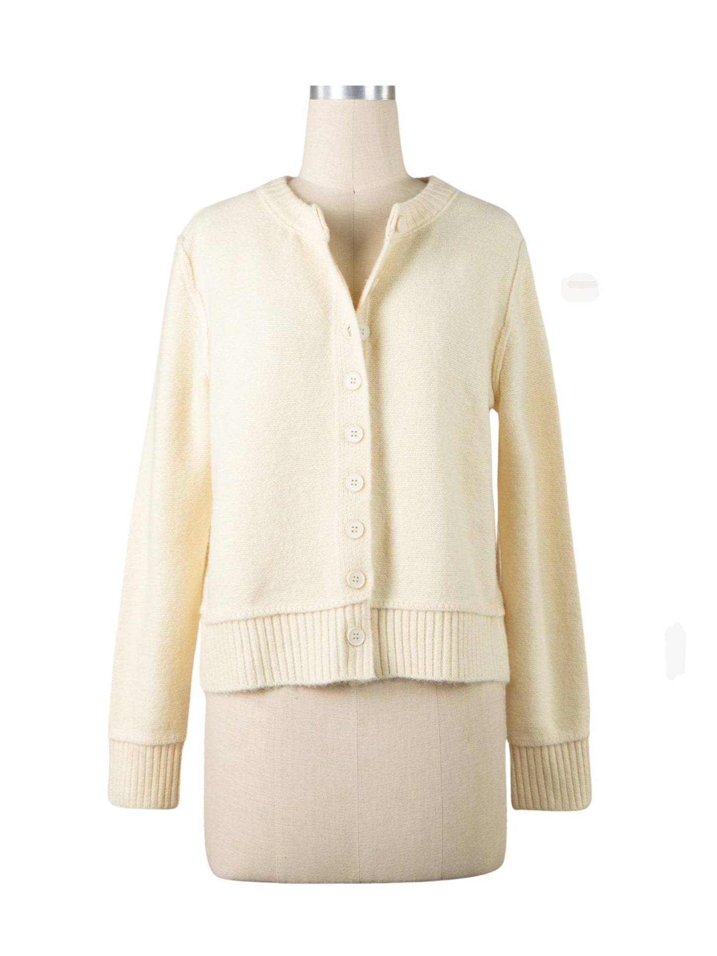 Butter Soft Ribbed Trim Knit Button Cropped Cardigan