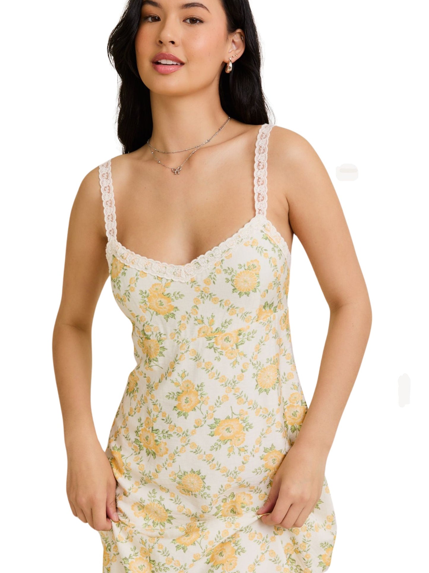 Pamela Lace Trim Midi Dress