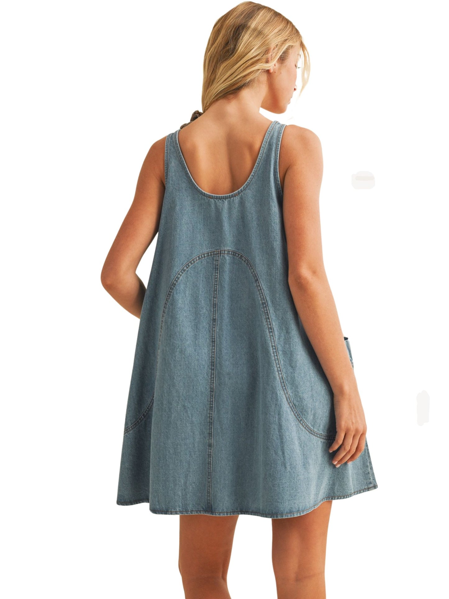 Side Pocket Sleeveless Denim Dress
