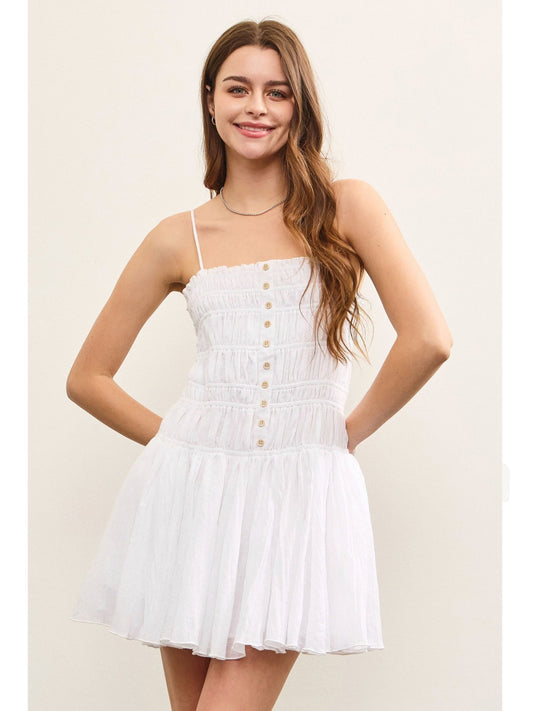 Button Front Ruched Cami Dress S24810